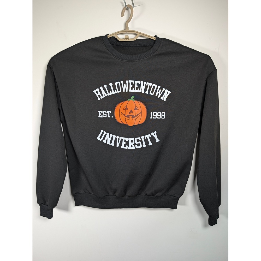Unbranded Halloweentown University Sweatshirt Pumpkin Graphic Black Poly M
